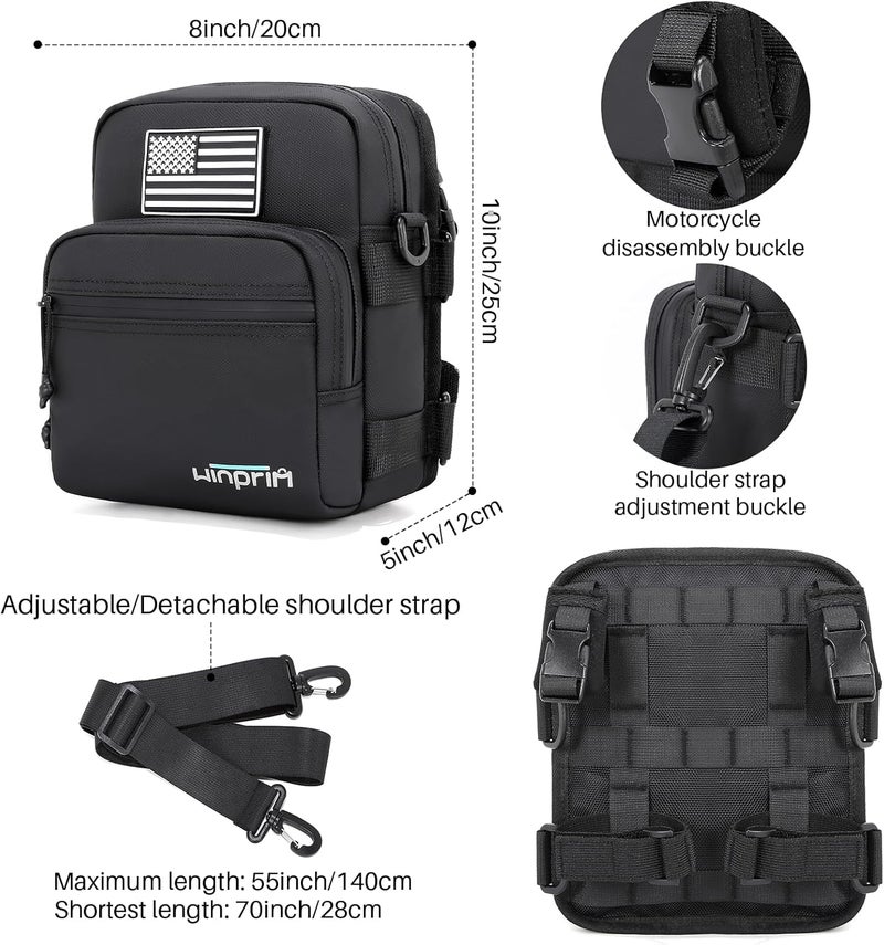 WINPRIM Handlebar Storage Bag for Motorcycles Bicycle, Perfect for Motorcycle Riders Gift Versatile Handlebar Pack Compatible with Dirt Bike Tank Bag Sissy Bar Bag Alternative for Small Items (Bright Black) - Image 2
